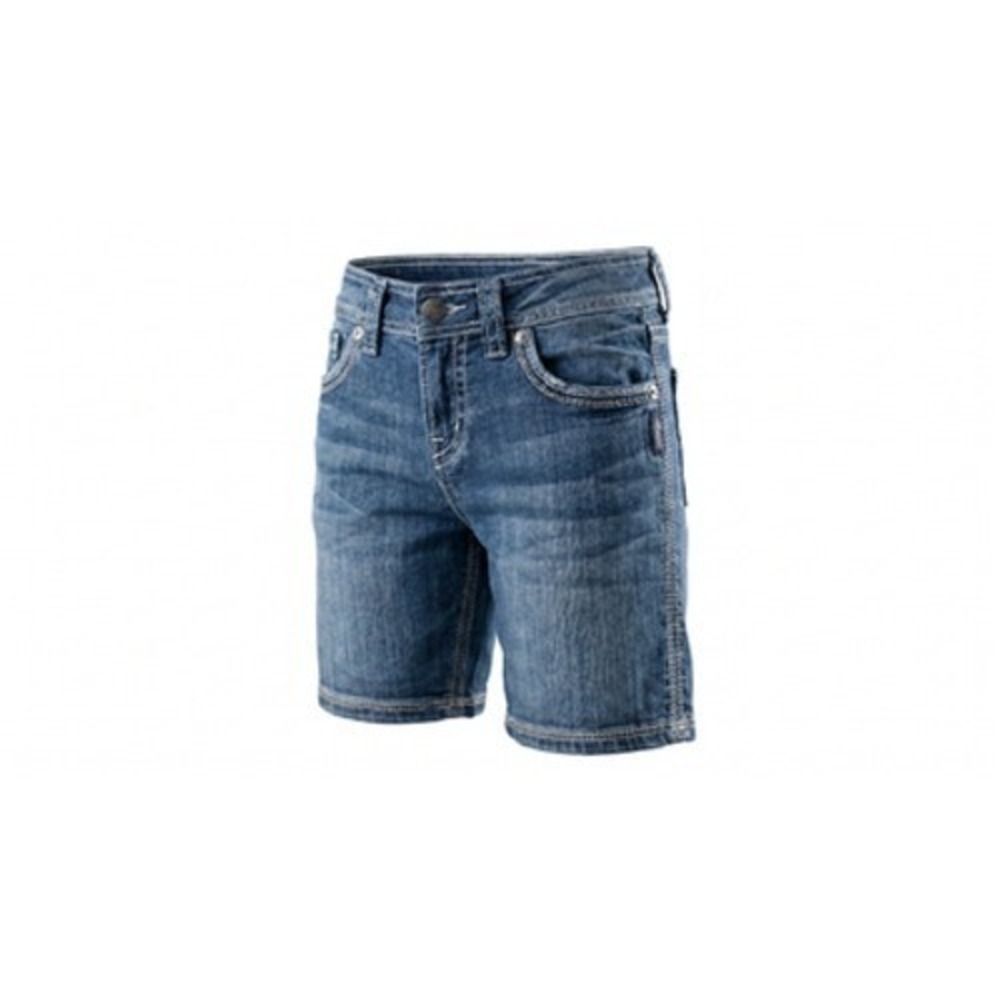 Silver Jeans Co. Bermuda Shorts Women W26 Blue Contrast Stitch Embroidery Modest